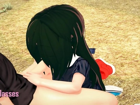 A blowjob in the park on a sunny day by Tsuyu Asui.