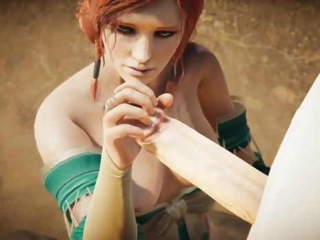 The Witcher - Triss Merigold gets creampied by Geralt - 3D Porn