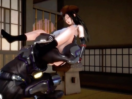 3D HENTAI big tits cowboy tifa and alien
