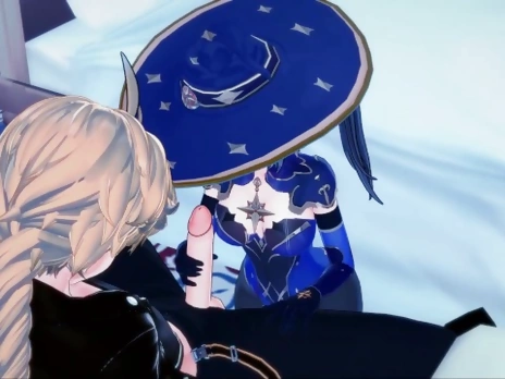 Mona loves sucking dick, gets fucked afterwards. Genshin Impact Hentai.