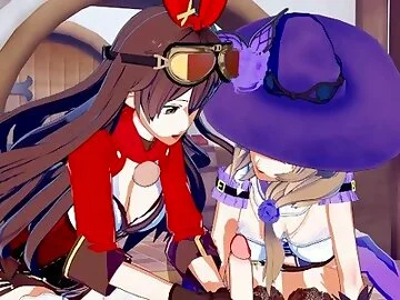 Genshin Impact - Amber X Lisa Threesome 3D Hentai