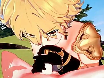 Genshin Impact Yaoi - Aether sucks Venti's dick and is fucked for him - Japanese Asian Manga anime game porn