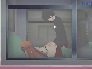 Futaba Sakura and Ren Amamiya have deep fucking on the bus. - Persona 5 Hentai