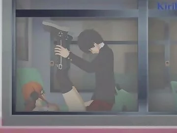Futaba Sakura and Ren Amamiya have deep fucking on the bus. - Persona 5 Hentai