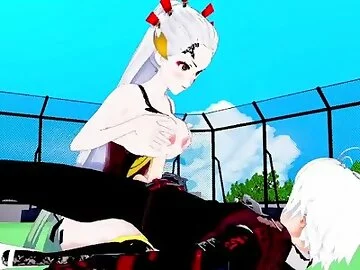 Anime 3D Guy takes Daki to the roof to give him a blowjob and he ends up fucking her Demon Slayer