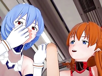 Asuka and Rei give a blojob in POV / Neon Genesis Evangelion 3D Hentai Parody