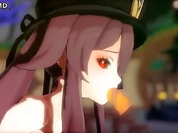 Hu Tao gets Double Penetrated