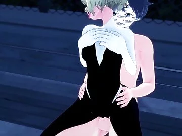 Gwen Stacy (spider woman) fucking on the roof / Spider-man / Marver hentai POV and normal