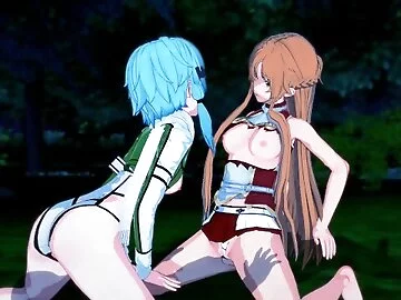 Sword Art Online - Asuna X Sinon 3D Hentai Threesome