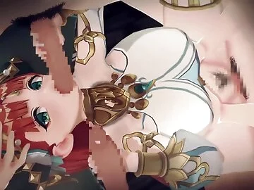 【原神】ニィロウがたくさんの男達と集団セックスする3Dエロアニメーション。(3p 4p FMMセックス)